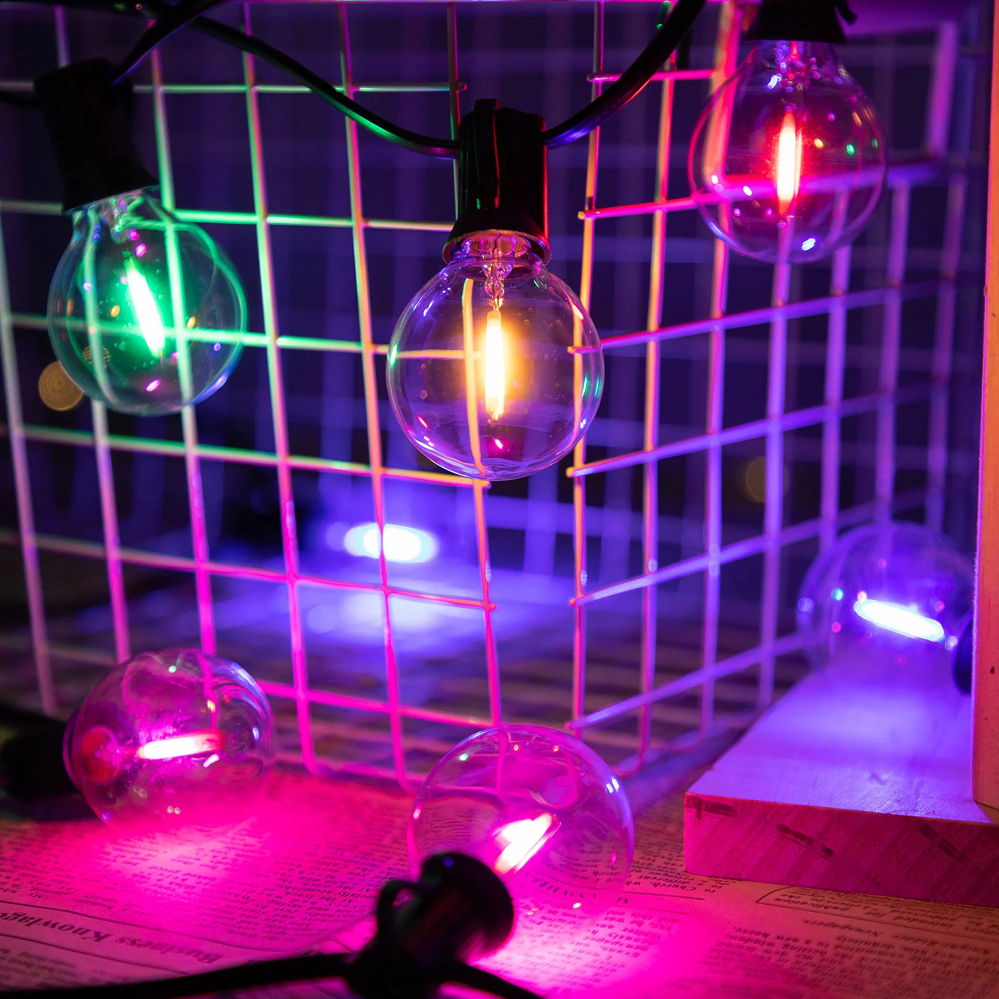 Colorful G40 Led Bulbs String Light EU 220V US 110V Street Garland Waterproof Connectable RGB Wedding Birthday Decoration Light