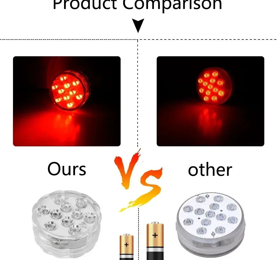 Battery Powered LED Underwater RGB Submersible Lights IP68 Waterproof Swimming Pool Night Atmosphere Lamp Decor Wedding Party