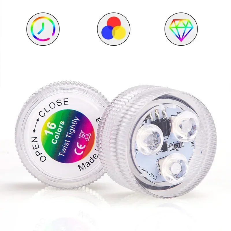 Battery Powered LED Underwater RGB Submersible Lights IP68 Waterproof Swimming Pool Night Atmosphere Lamp Decor Wedding Party