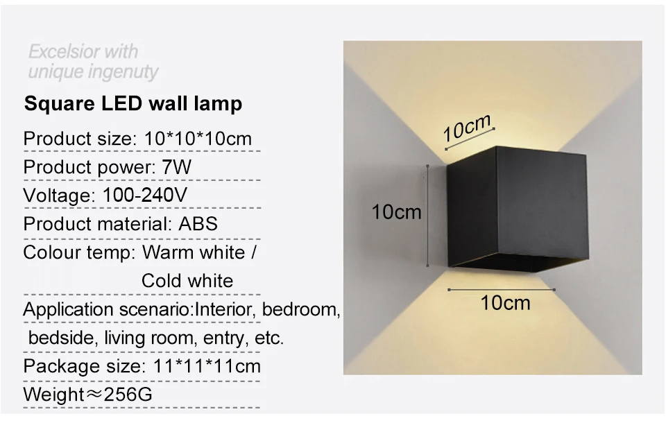 LED Wall Lamp 7W 100-240V Outdoor / Indoor Porch Garden Wall Lamp For Bedroom Bedside Lighting Up and Down Adjustable Wall Light