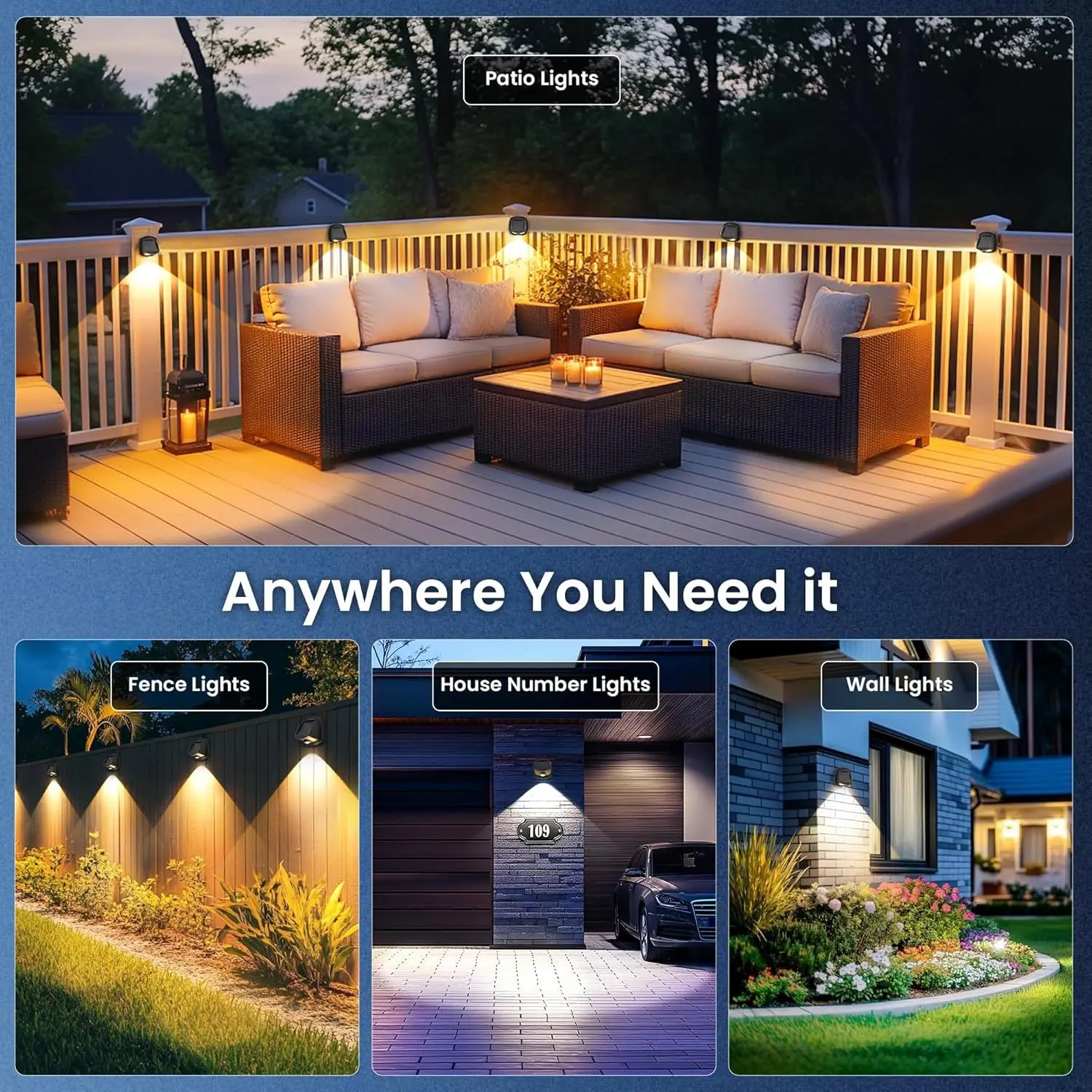 Solar LED Outdoor Wall Light 3 Colors RGBW Waterproof Fence Lamp for Garden Yard Porch Pathway Patio Home Decor