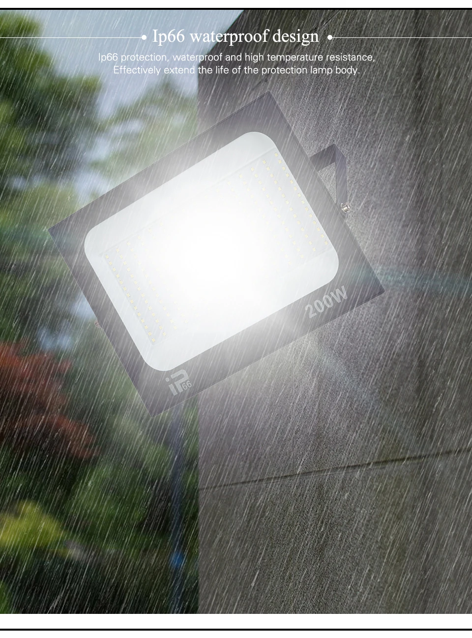 200W LED Flood light Spotlight Projector Outdoor Lighting 6500k Waterproof IP66 for Wall Garage Gym Street 220V
