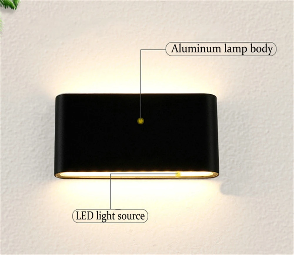 Modern Waterproof Outdoor 12W LED Wall Lamp IP65 Aluminum UP and Down Wall Light Garden Porch Sconce Decoration Light 110V 220V