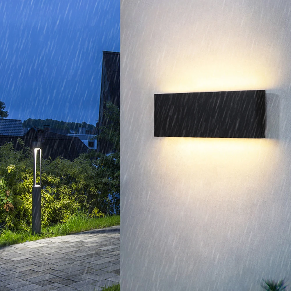Modern Waterproof Outdoor 12W LED Wall Lamp IP65 Aluminum UP and Down Wall Light Garden Porch Sconce Decoration Light 110V 220V