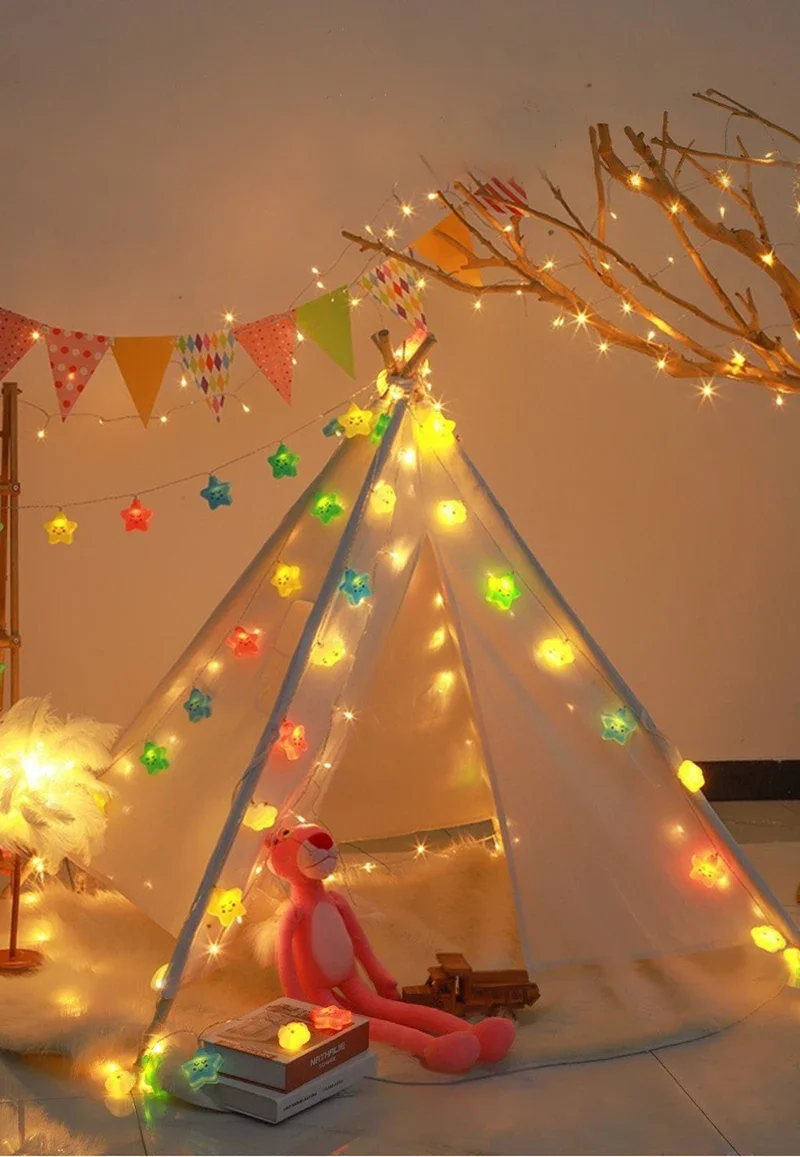LED Lights String Star Garland Lamp USB/Battery Powered For Living Room Outdoor Garden Camping Wedding Christmas Party Decor