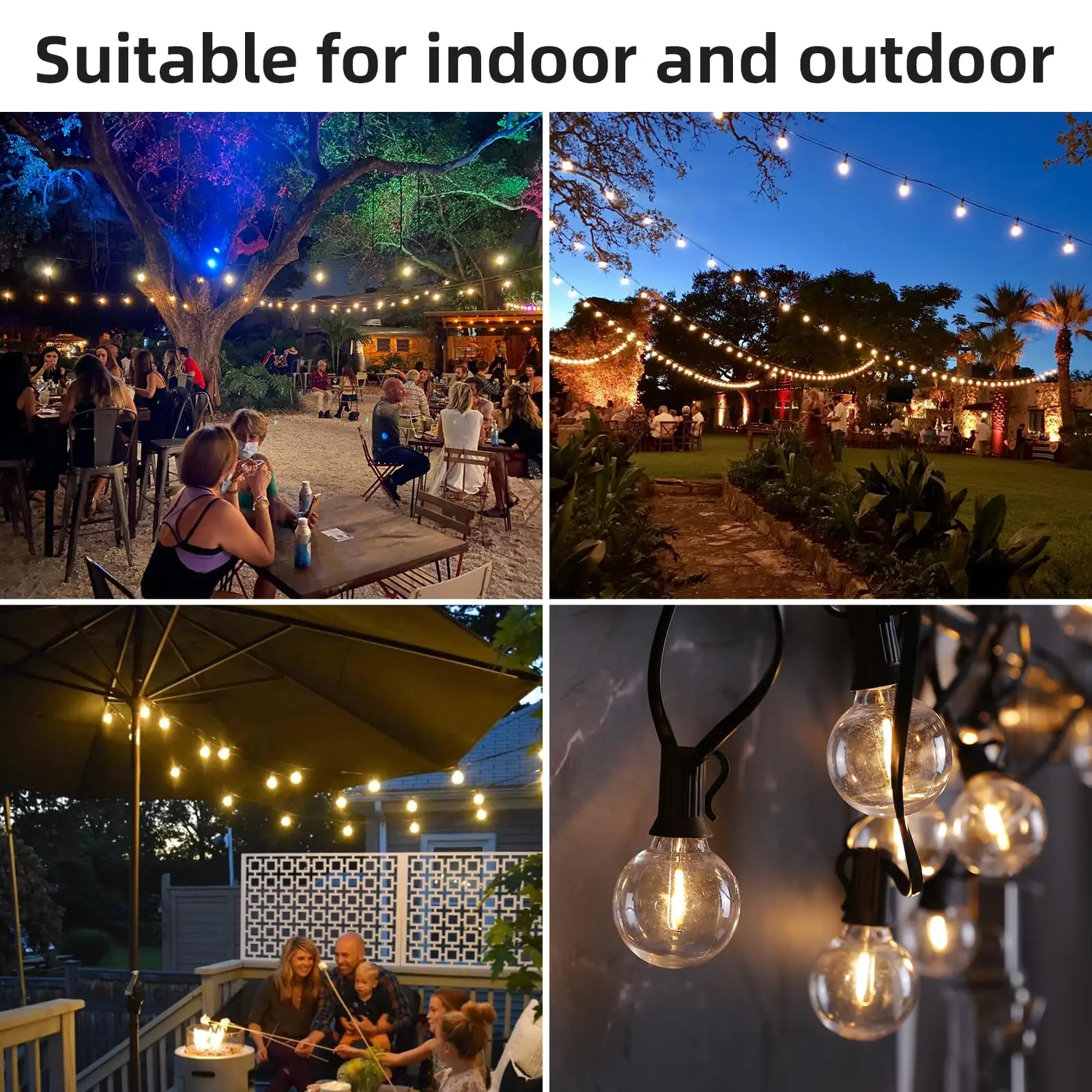 G40 Outdoor Garland String Lights Shatterproof Waterproof Plastic Led Bulb Vintage Connectable Patry Patio Decor Light Chain