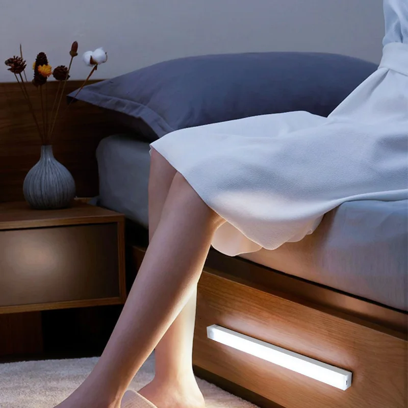AITHEA Motion Sensor LED Night Light USB Rechargeable Bedside Lamp Wireless Portable Cabinet Tube Light for Wardrobe Staircase