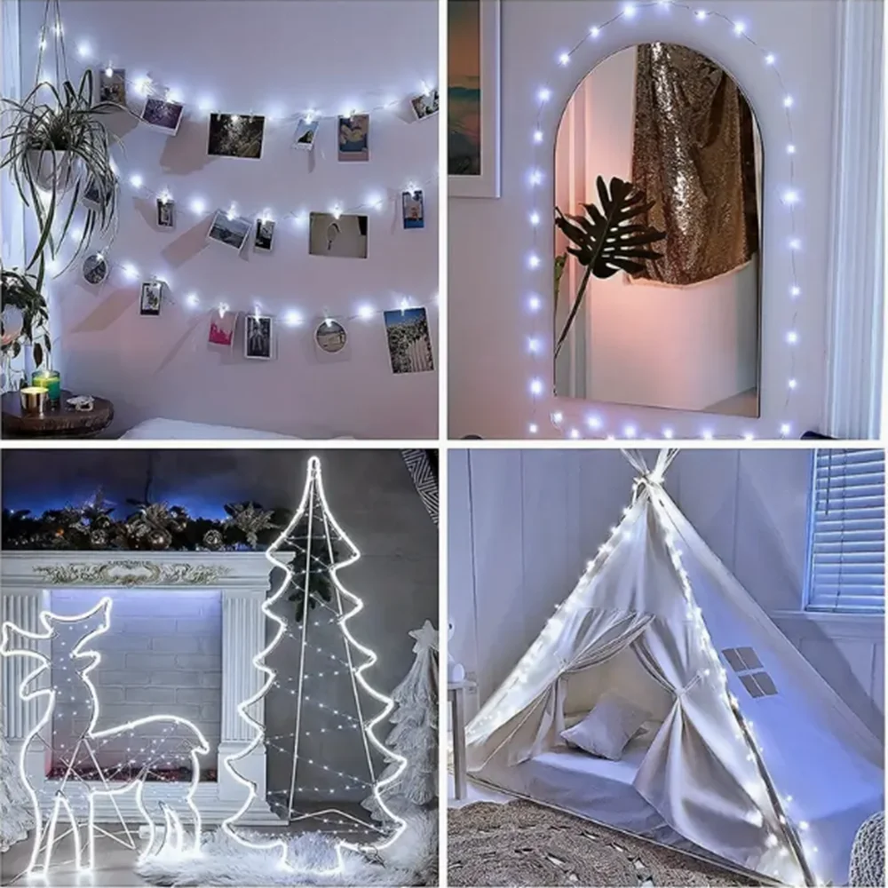 LED Fairy Lights Photo Clip String Lights, USB/AA Battery Powered String Lights, Bedroom, Christmas, Party, Wedding, Decoration