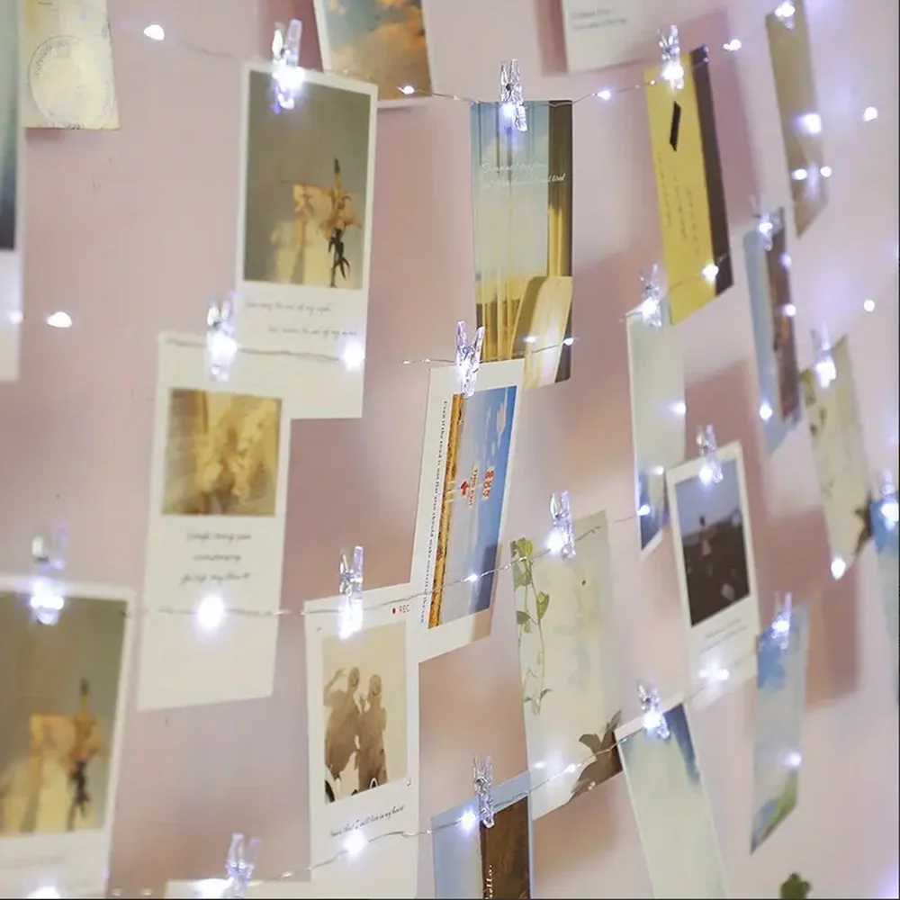 LED Fairy Lights Photo Clip String Lights, USB/AA Battery Powered String Lights, Bedroom, Christmas, Party, Wedding, Decoration