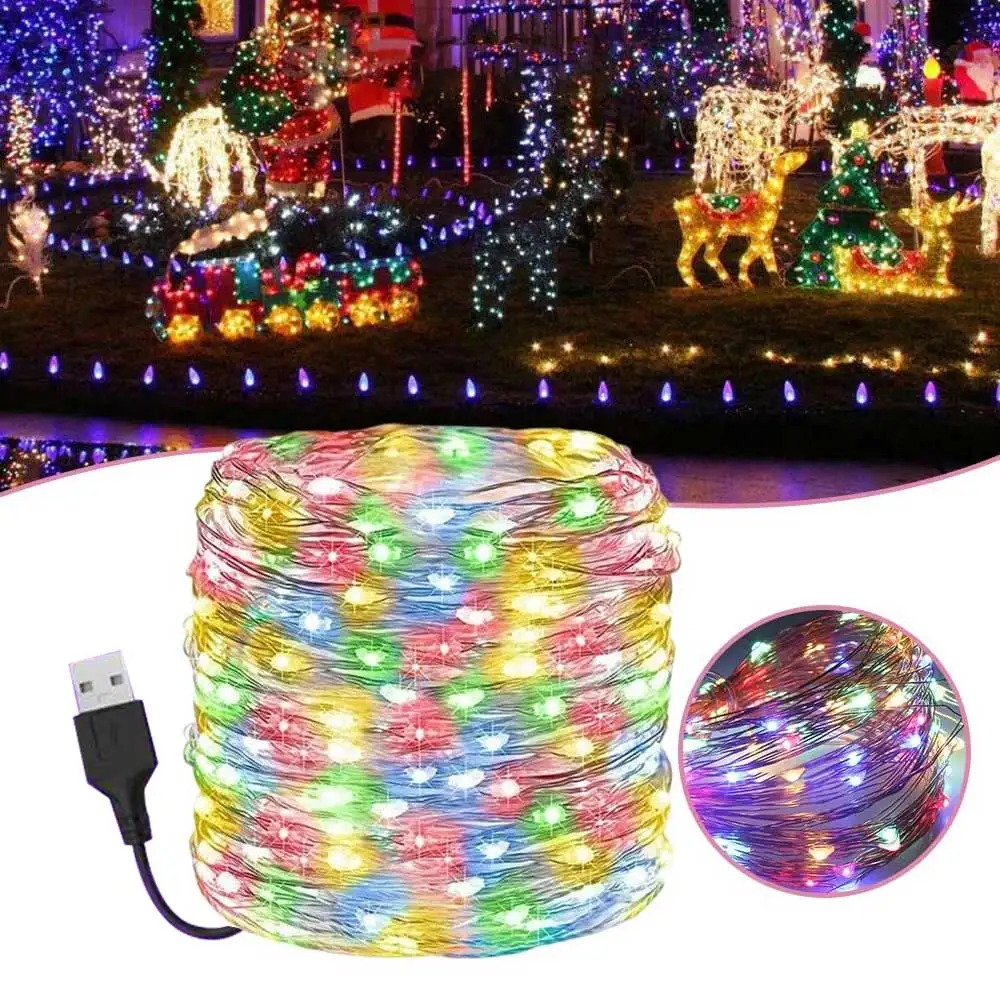 20m USB LED String Lights Fairy String Lights Warm White LED String Lights for Christmas Wedding Party Home Holiday Decoration