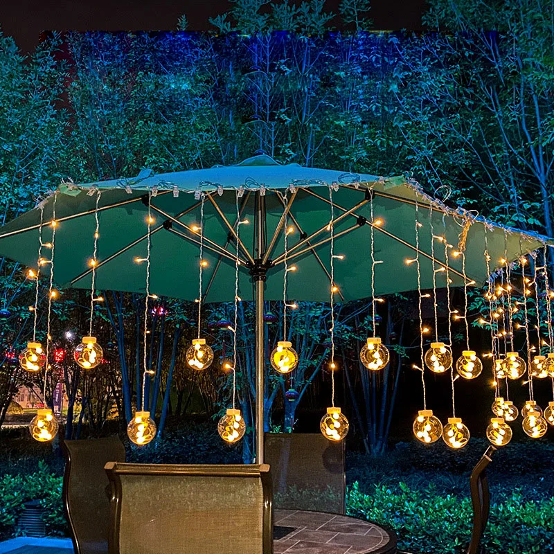 LED Solar Light Outdoor Waterproof Fairy Garland Votive Bottle Curtain String Light Christmas Party Lamp for Garden Decoration