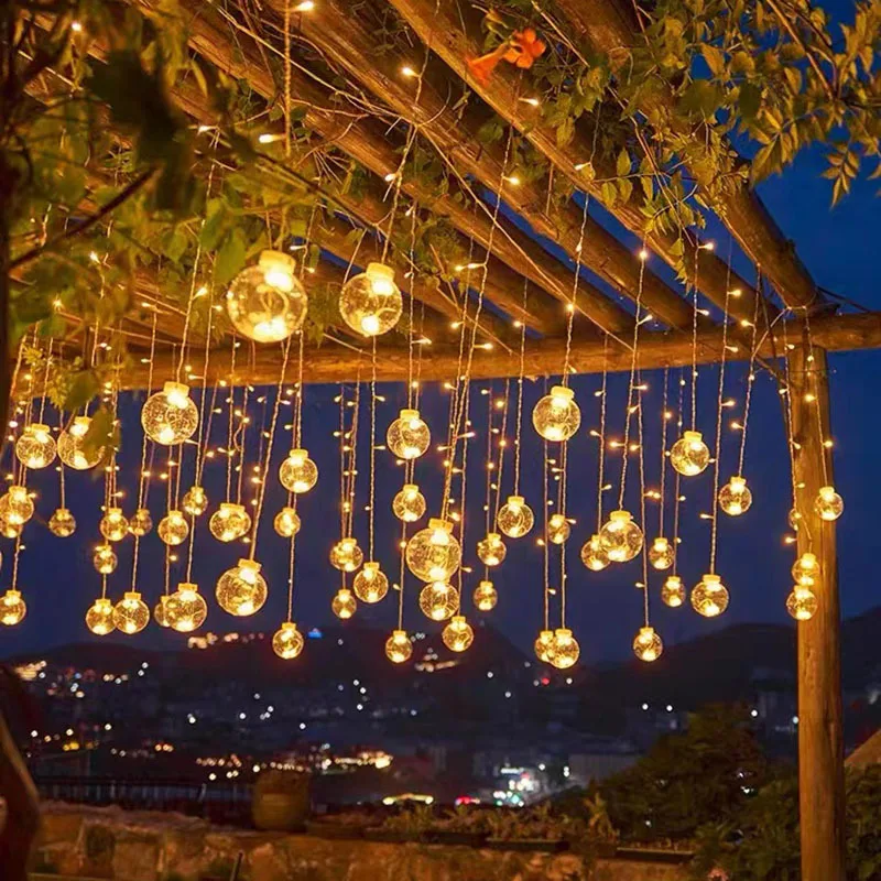 LED Solar Light Outdoor Waterproof Fairy Garland Votive Bottle Curtain String Light Christmas Party Lamp for Garden Decoration