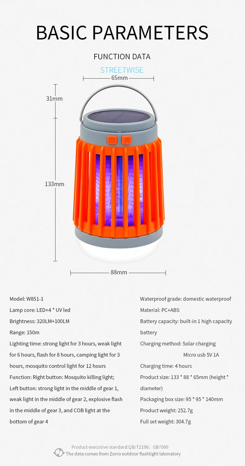 Electric Mosquito Killer Lamp UV Light Bug Zapper Trap Solar Charging Rechargeable Summer Fly Swatter Insect Killer Light