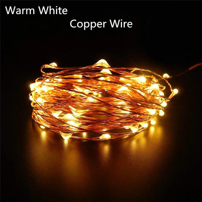 2M 5M 10M Lighting Chain Led Holiday Colored Lights Christmas Wedding Decoration Star String Warm White USB Copper Wire Light