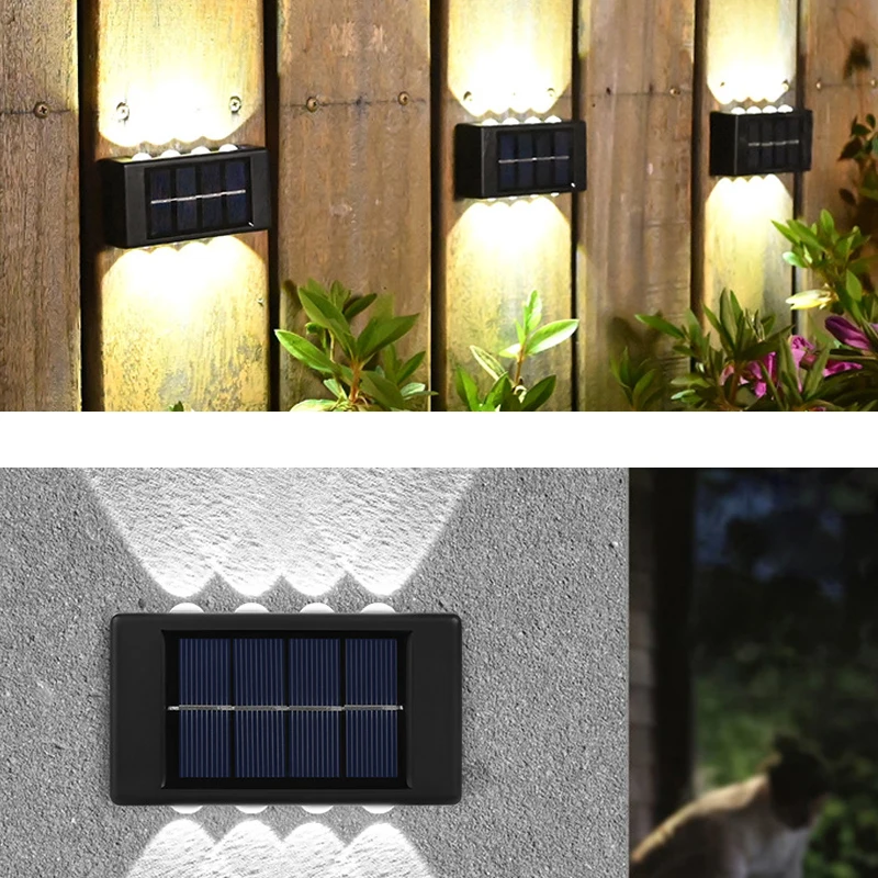 10 LED Solar Wall Lamp Outdoor Waterproof Solar Powered Light UP and Down Illuminate Home Garden Porch Yard Decoration