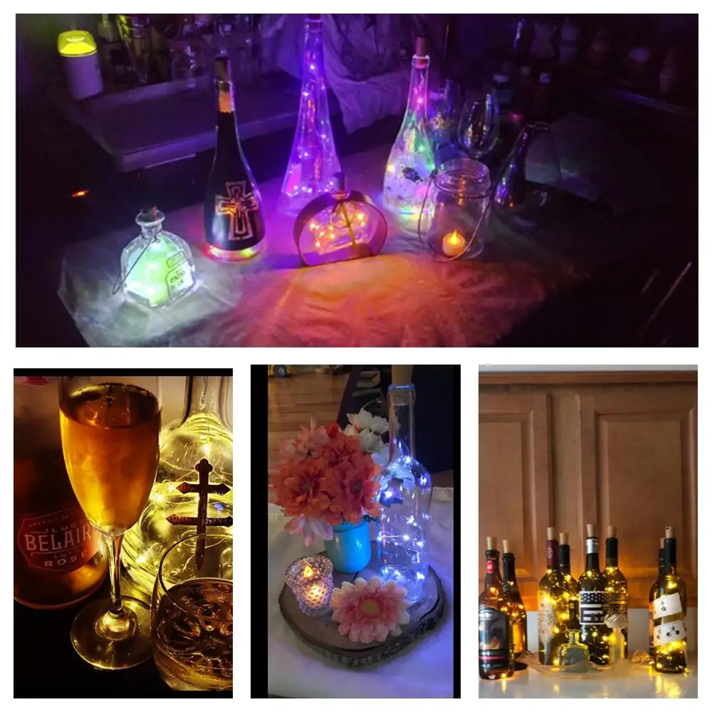 10pcs LED Wine Bottle Lights with Cork Fairy Mini String Lights for Liquor Bottles Crafts Party Wedding Decoration
