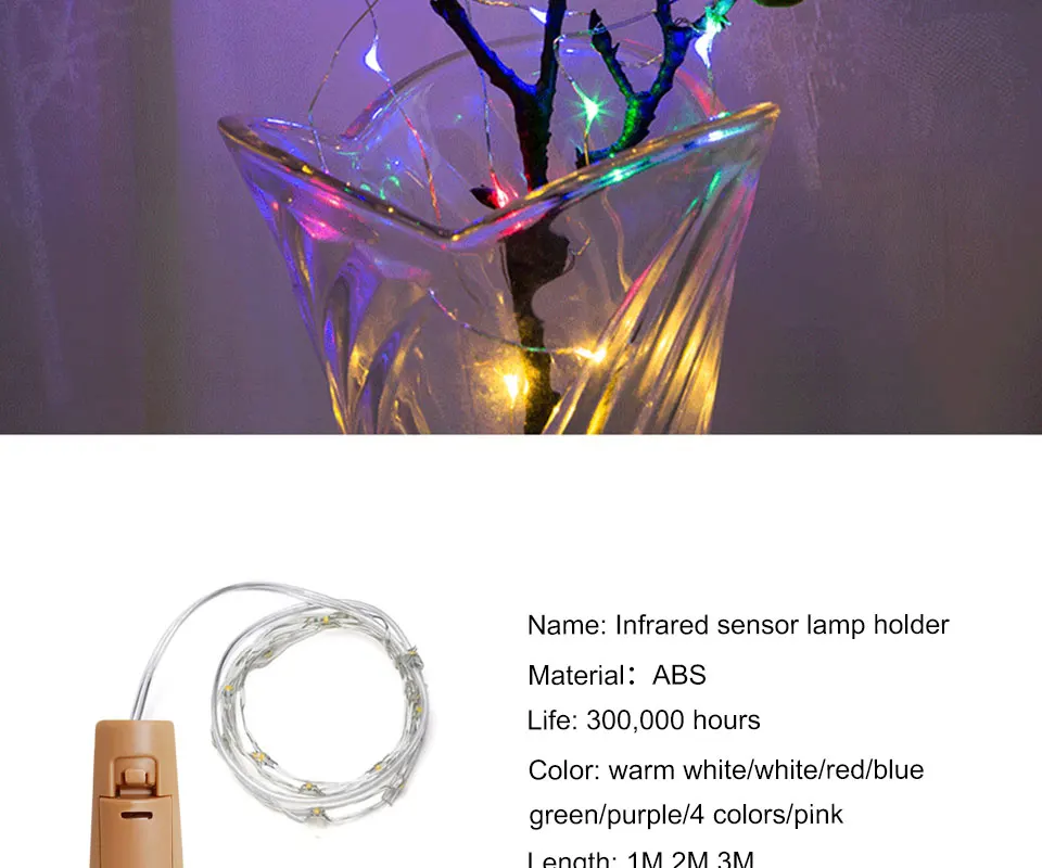 10pcs LED Wine Bottle Lights with Cork Fairy Mini String Lights for Liquor Bottles Crafts Party Wedding Decoration