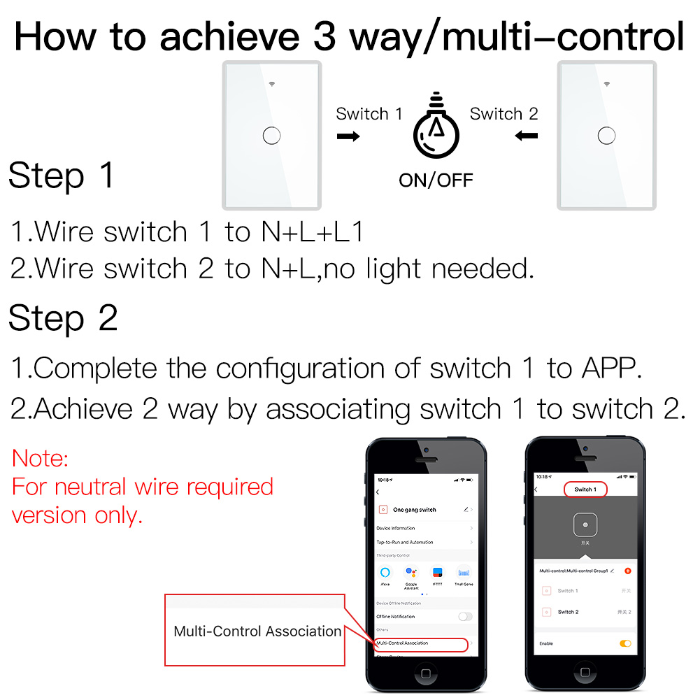 ZigBee Smart Light Switch,Wall Touch Panel US,With Neutral/No Neutral ,No Capacitor,Tuya Smart Life,Works with Alexa,Google Hub