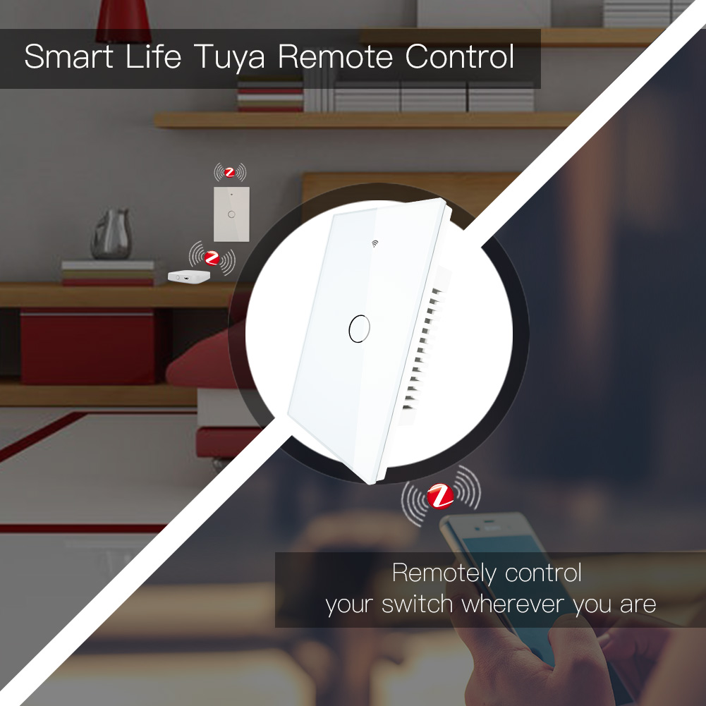ZigBee Smart Light Switch,Wall Touch Panel US,With Neutral/No Neutral ,No Capacitor,Tuya Smart Life,Works with Alexa,Google Hub