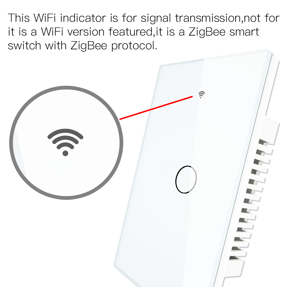 ZigBee Smart Light Switch,Wall Touch Panel US,With Neutral/No Neutral ,No Capacitor,Tuya Smart Life,Works with Alexa,Google Hub