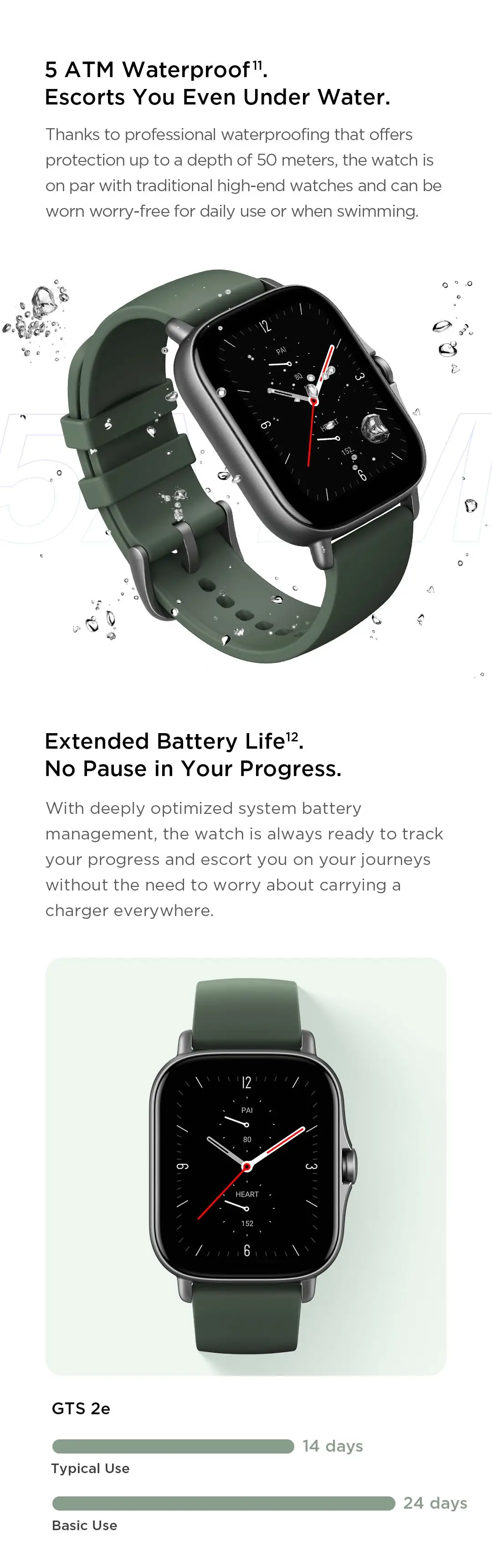 Amazfit GTS 2e Smartwatch Built-in Sports Modes GPS 5ATM Waterproof Smart Watch for Men Heart Rate Monitoring 95New No Box