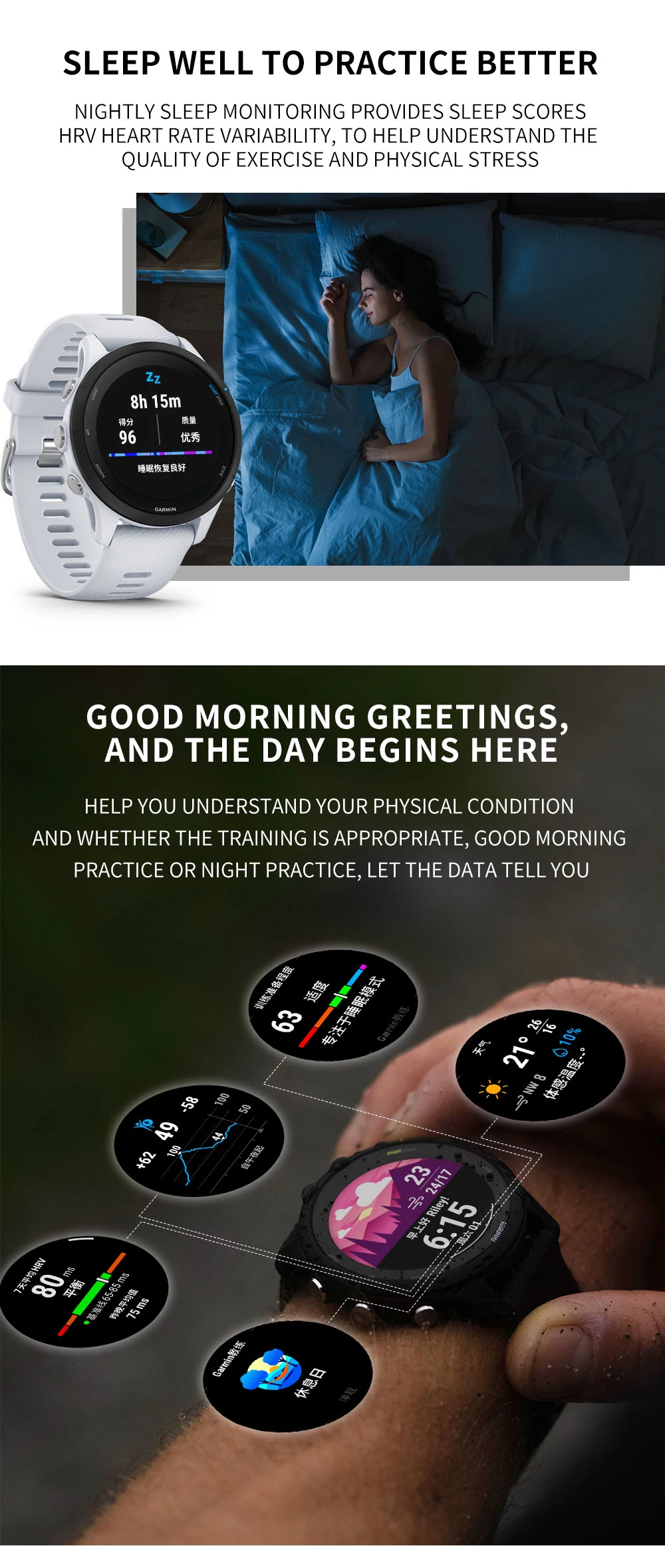 Garmin Forerunner 255 Professional Running Riding Swimming Triathlon Marathon Track and Field Training Smartwatch