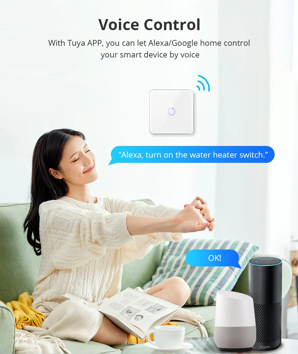 Zemismart Zigbee 30A Water Heater Switch Work with Tuya EU Touch Boiler Switch Electric Light Switch High Power Alexa Google
