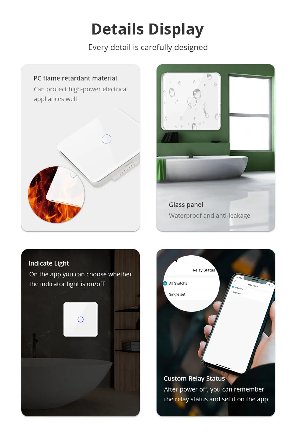 Zemismart Zigbee 30A Water Heater Switch Work with Tuya EU Touch Boiler Switch Electric Light Switch High Power Alexa Google