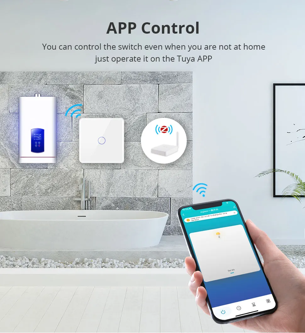 Zemismart Zigbee 30A Water Heater Switch Work with Tuya EU Touch Boiler Switch Electric Light Switch High Power Alexa Google