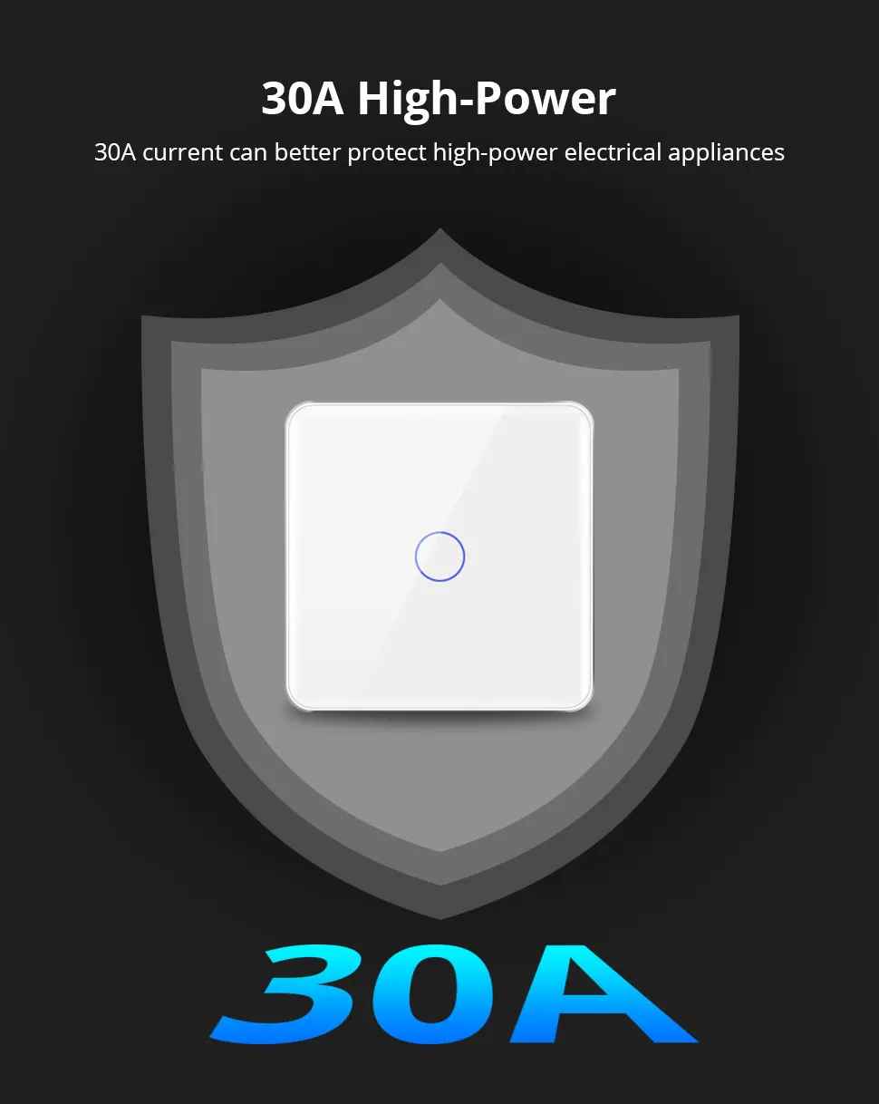 Zemismart Zigbee 30A Water Heater Switch Work with Tuya EU Touch Boiler Switch Electric Light Switch High Power Alexa Google