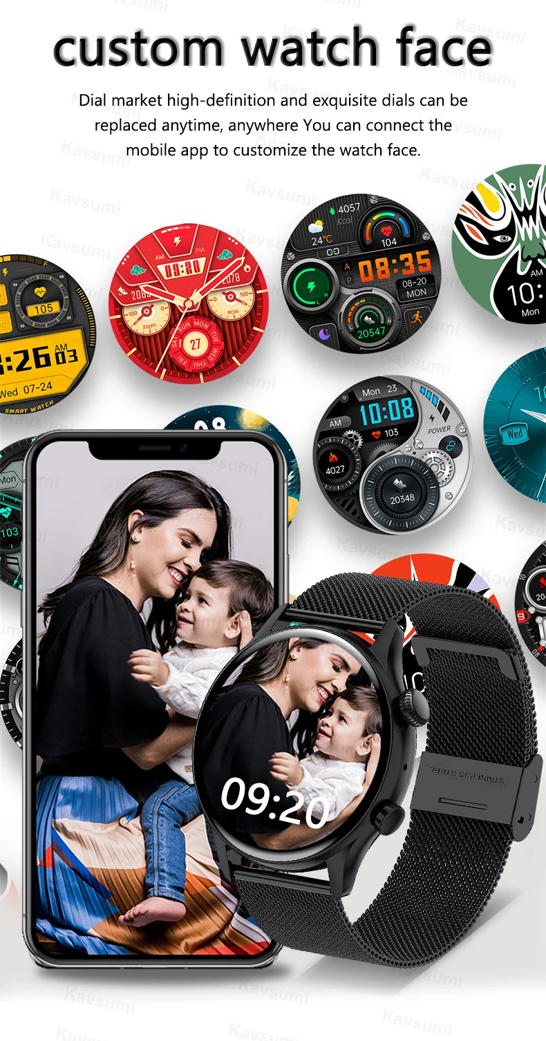 2026 New Smartwatch Women AMOLED HD Screen Always On Display Bluetooth Call IP68 Waterproof GPS Smart Men Watch For Android ios