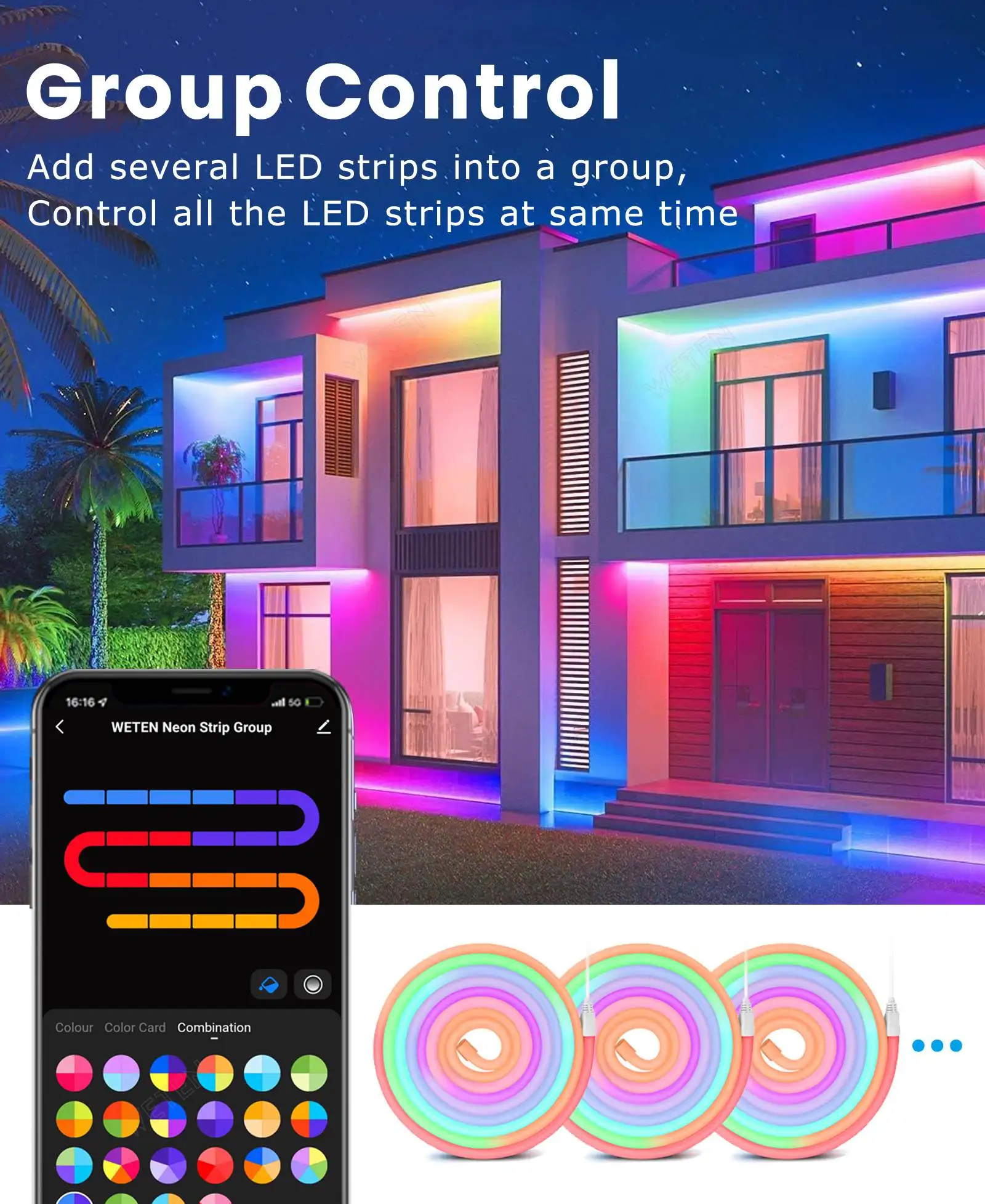 Tuya Smart Wifi Tube Neon Flexible RGBIC LED Strip Light Addressable RGB Tape Ambient Decor Lamp WS2811 for Alexa Google Home