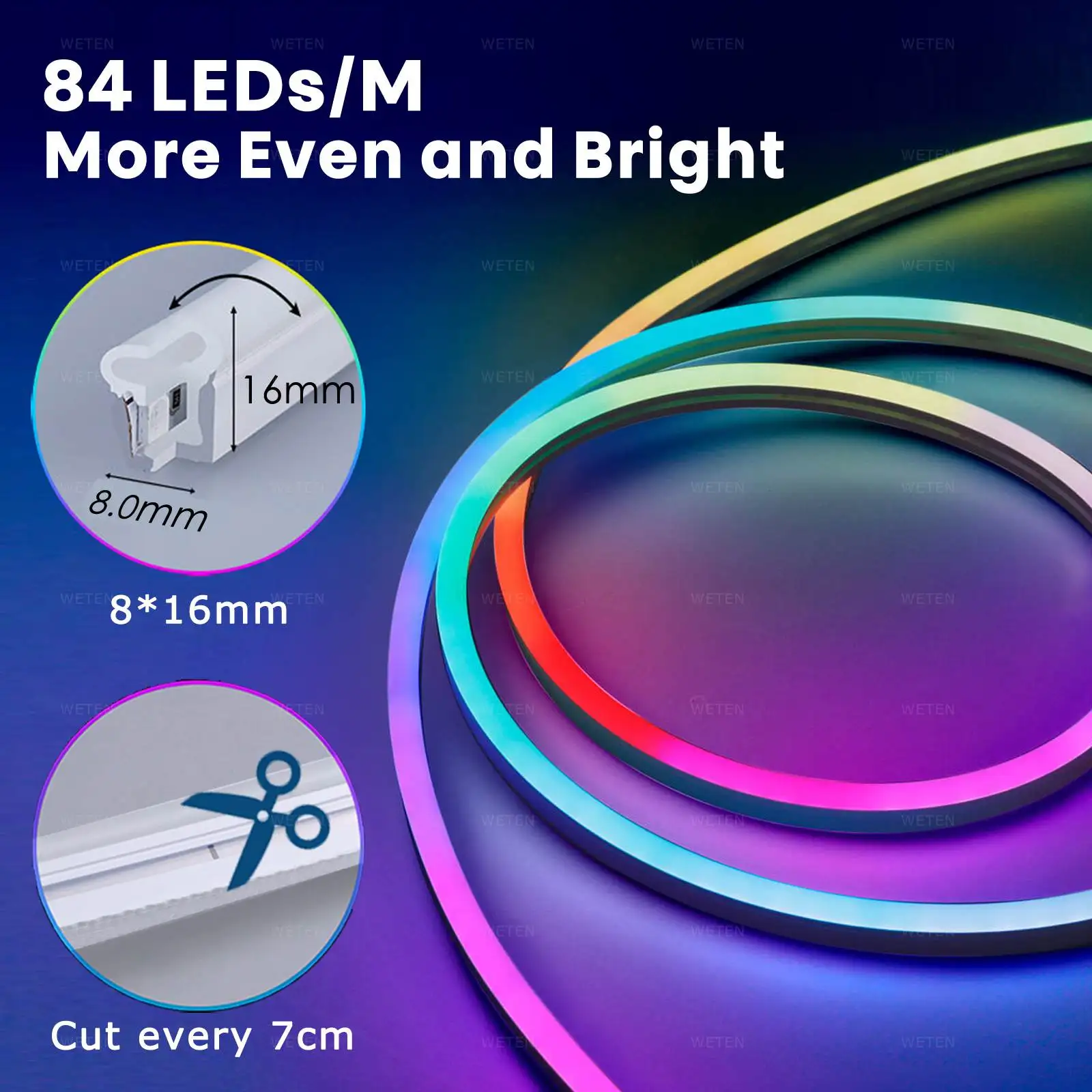 Tuya Smart Wifi Tube Neon Flexible RGBIC LED Strip Light Addressable RGB Tape Ambient Decor Lamp WS2811 for Alexa Google Home