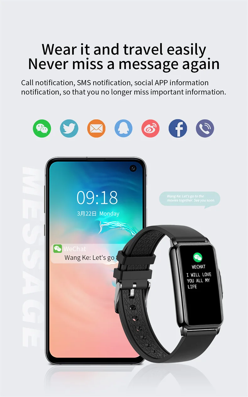 Smart Bracelet Women Smartwatch Men Heart Rate Blood Oxygen Waterproof Sport Fitness Smart Band Watch Call Reminder Ladies+Gift