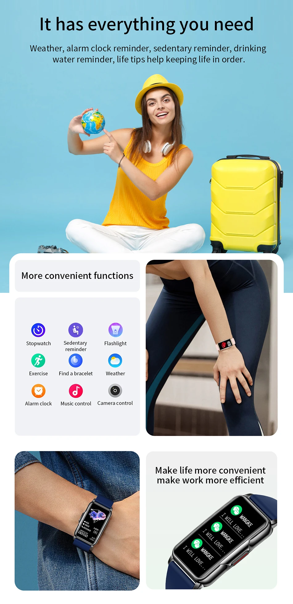 LIGE Smart Watch Women Full Touch Screen Bluetooth Call IP67 Waterproof Sports Fitness Tracker Smartwatch Women