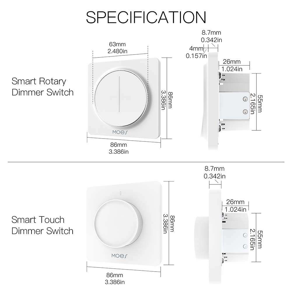 New ZigBee Smart Rotary/Touch Light Dimmer Switch Smart Life/Tuya APP Remote Control Works with Alexa Google Voice Assistants EU