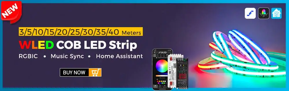 Tuya Smart WIFI RGBIC COB LED Strip Light Tape Addressable Flexible RGB Neon LED Light 24V APP Control Support Alexa Google Home