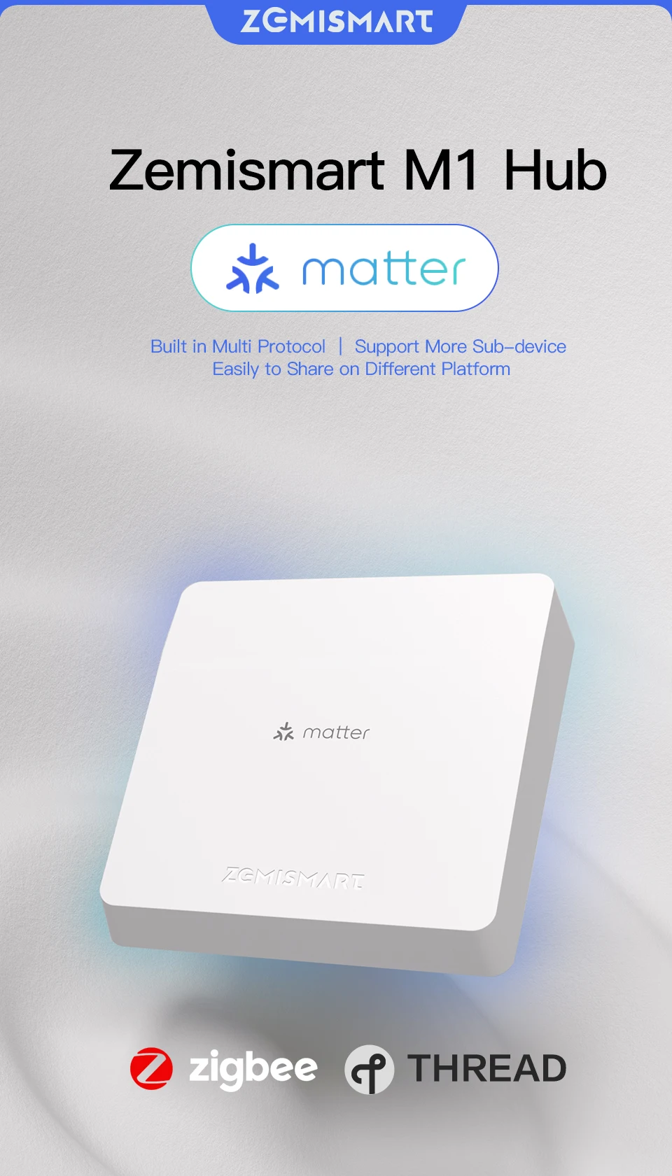 Zemismart Matter Zigbee Thread Hub Smart Home Bridge Matter Gateway Work with Tuya App Support Google Home Smartthings HA