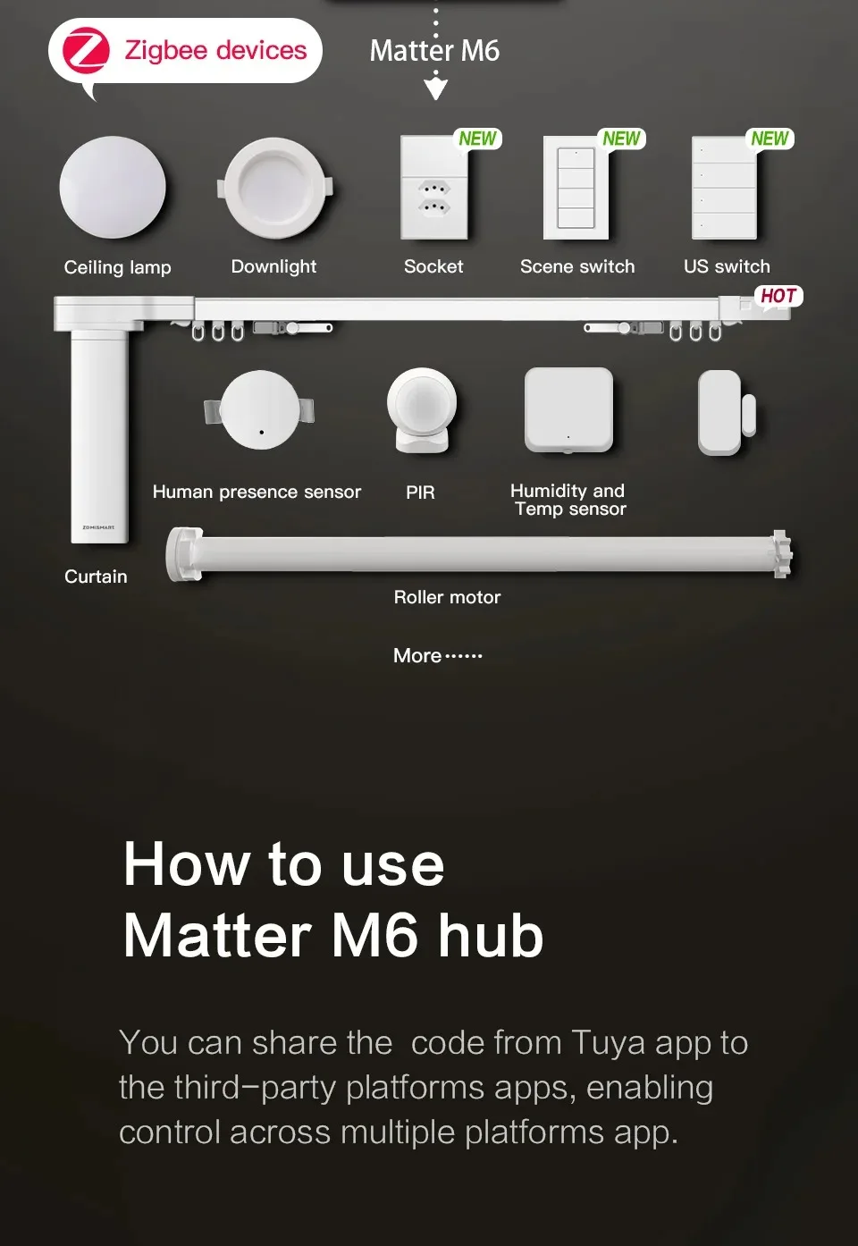 Zemismart Matter Zigbee Thread Hub Smart Home Bridge Matter Gateway Work with Tuya App Support Google Home Smartthings HA