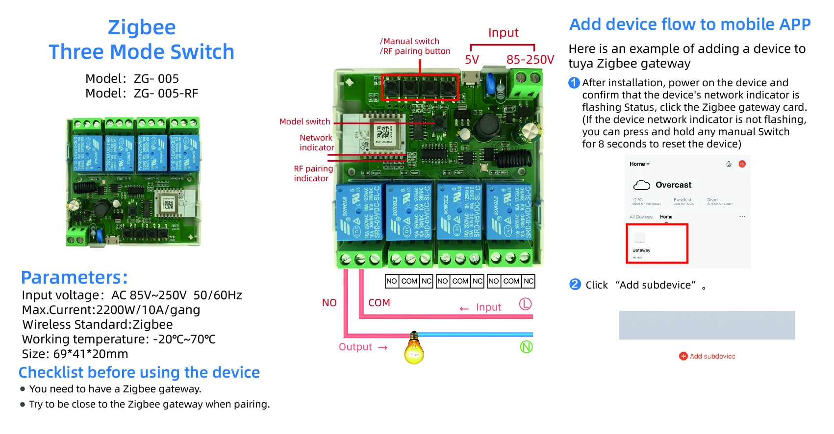 Tuya Smart Life Zigbee 220V Switch 4 Channel With Ding Rail Housing Work with Alexa Compatible Zigbee Inching Switch