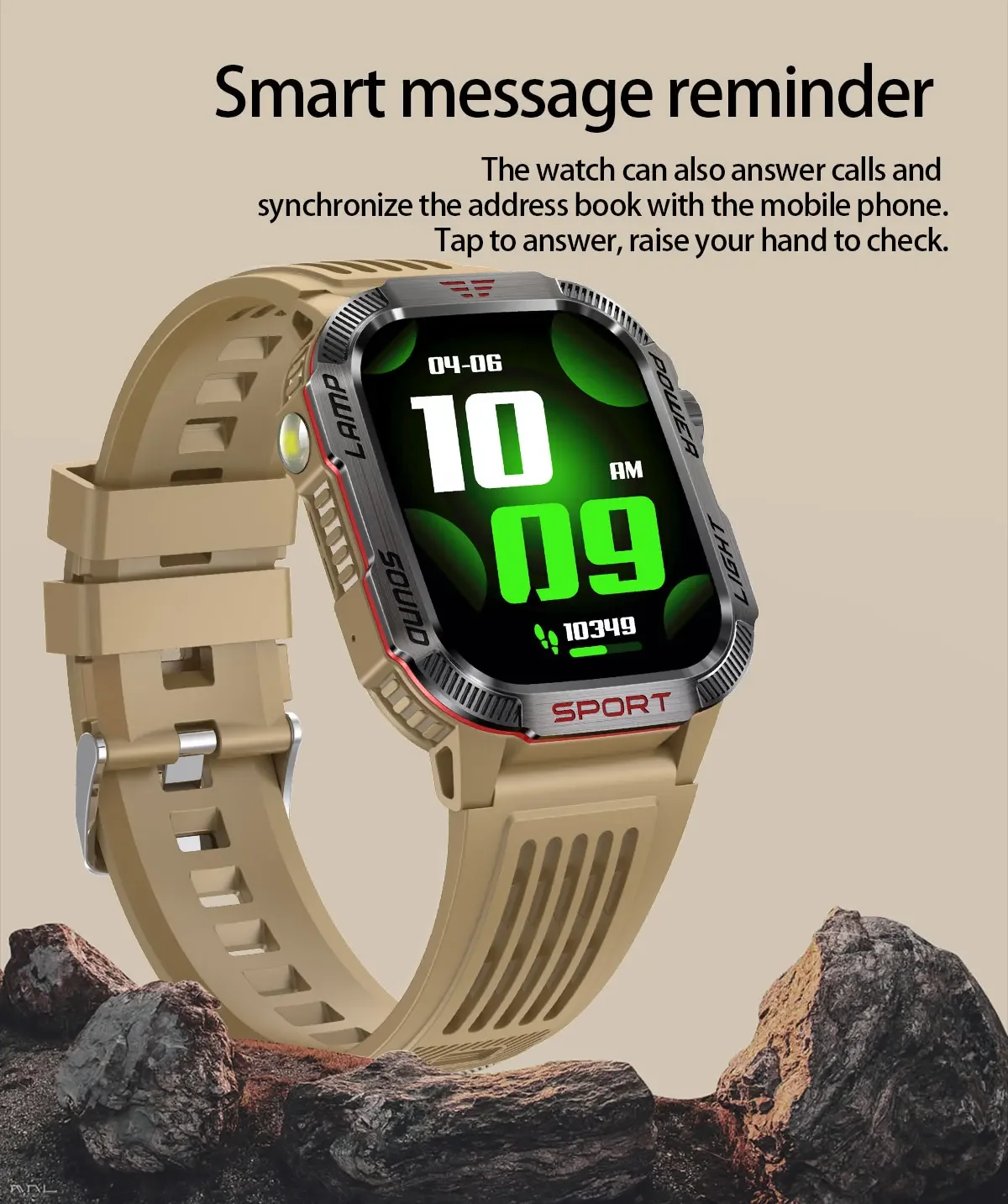 New 2.01-inch Outdoor Men Smart Watch 3ATM Waterproof Bracelet 600Mah Battery Compass LED Flashlight Bluetooth Call Smartwatches
