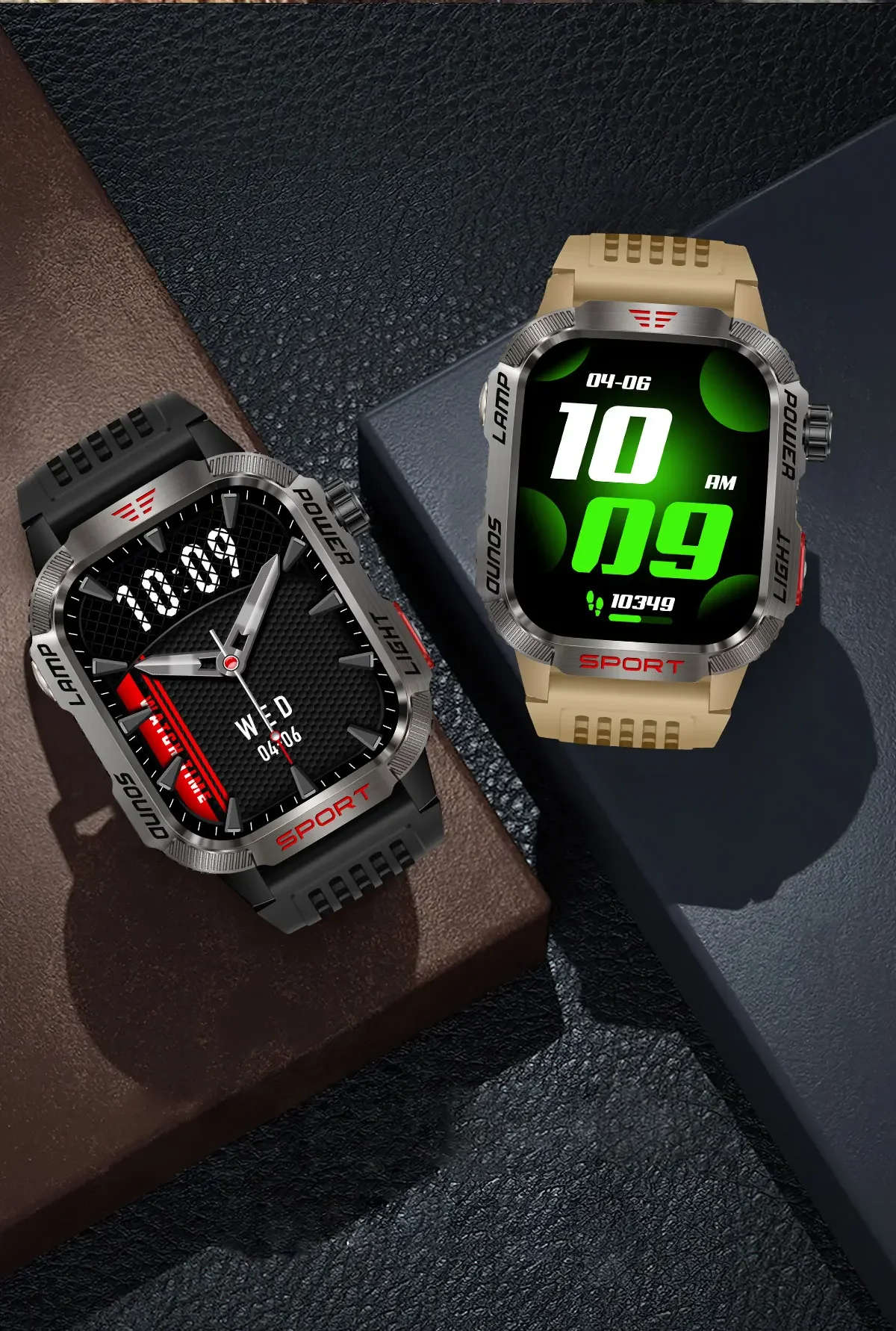 New 2.01-inch Outdoor Men Smart Watch 3ATM Waterproof Bracelet 600Mah Battery Compass LED Flashlight Bluetooth Call Smartwatches