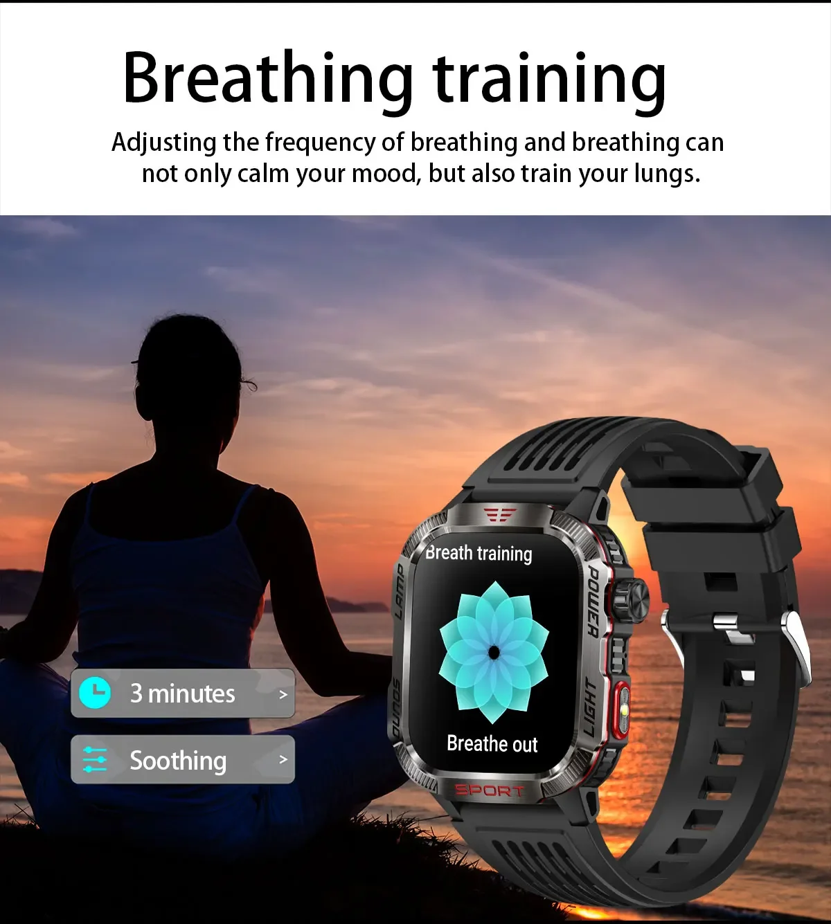 New 2.01-inch Outdoor Men Smart Watch 3ATM Waterproof Bracelet 600Mah Battery Compass LED Flashlight Bluetooth Call Smartwatches