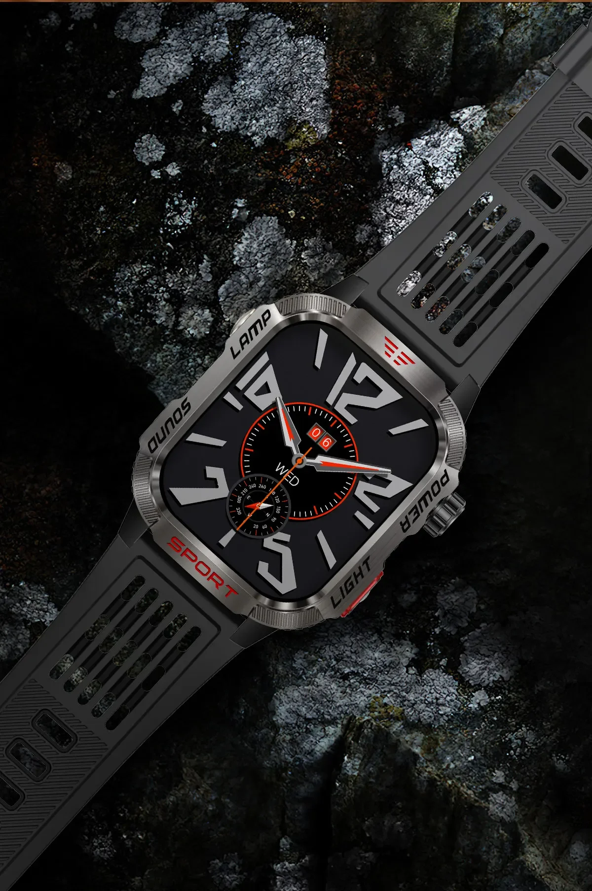 New 2.01-inch Outdoor Men Smart Watch 3ATM Waterproof Bracelet 600Mah Battery Compass LED Flashlight Bluetooth Call Smartwatches