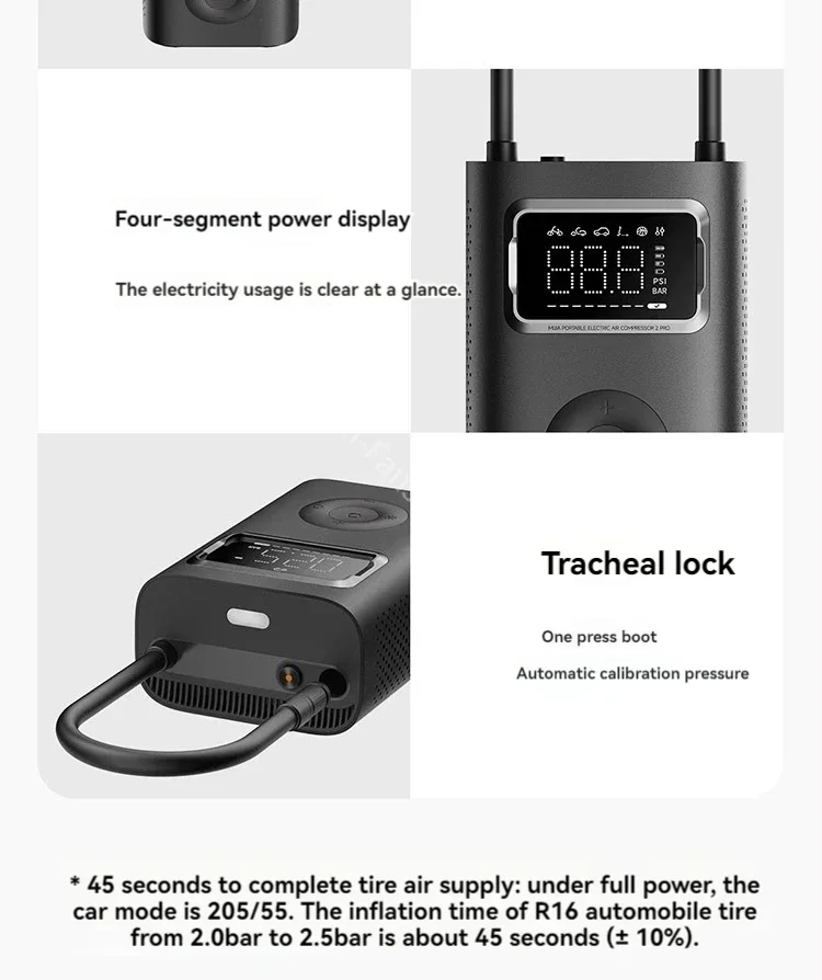 Xiaomi Mijia Air Pump 2 pro Portable Electric Inflator Pump Digital Display Inflator 150psi Max Basketball Tire 2500mAh Bike Car