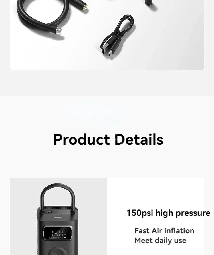 Xiaomi Mijia Air Pump 2 pro Portable Electric Inflator Pump Digital Display Inflator 150psi Max Basketball Tire 2500mAh Bike Car
