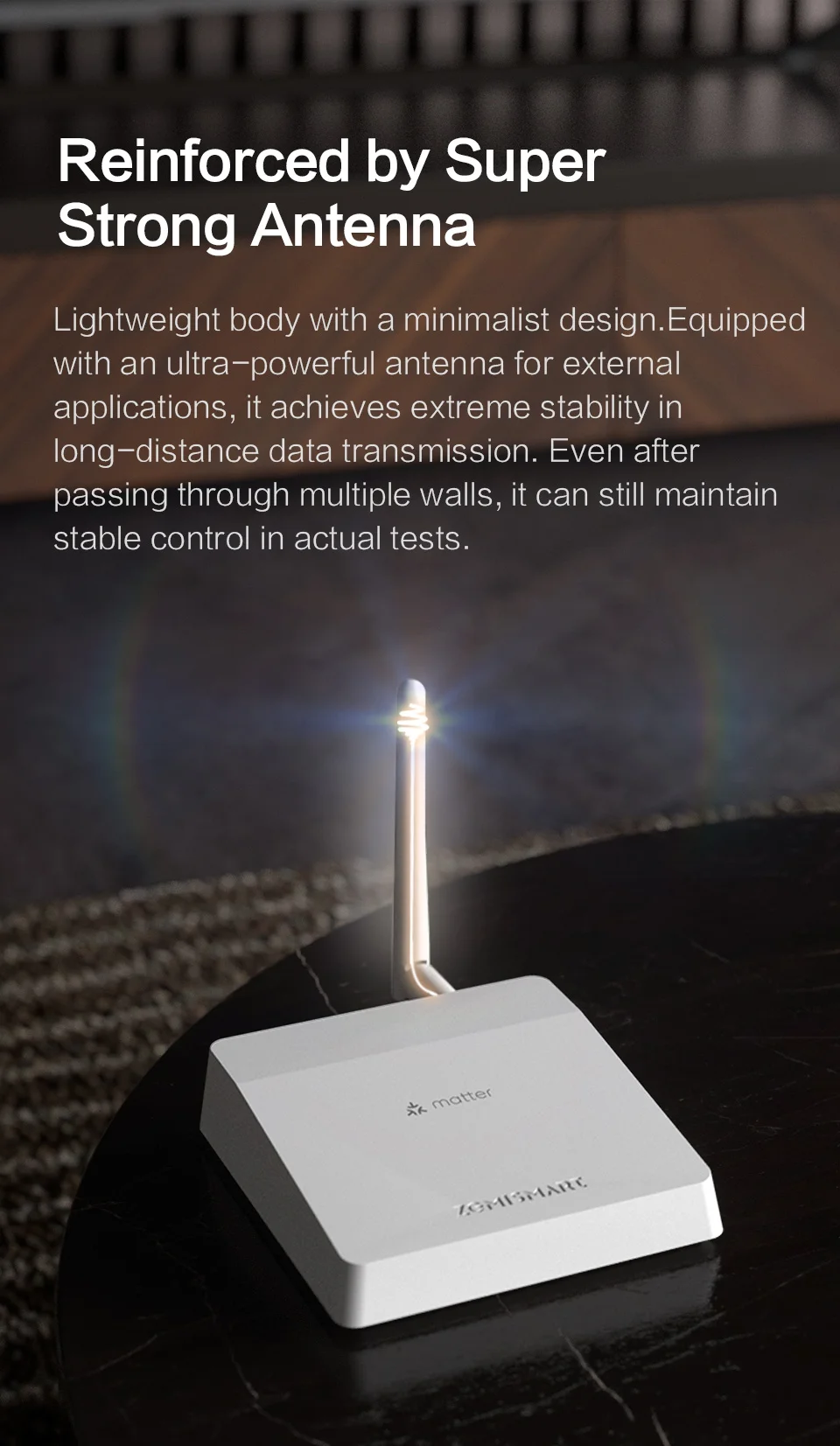 Matter Zigbee Wired Hub with Antenna Strong Network Signal Smart Home Bridge Gateway Work with Tuya Homekit Smartthings HA