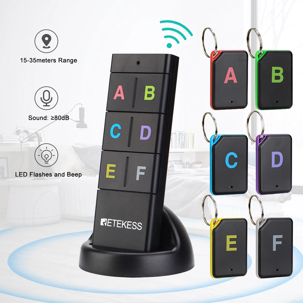 RETEKESS TH104 Wireless Key Finder RF Key Locator Pet Tracker Wallet Tracker Remote Control 1 RF Transmitter 6 Receiver