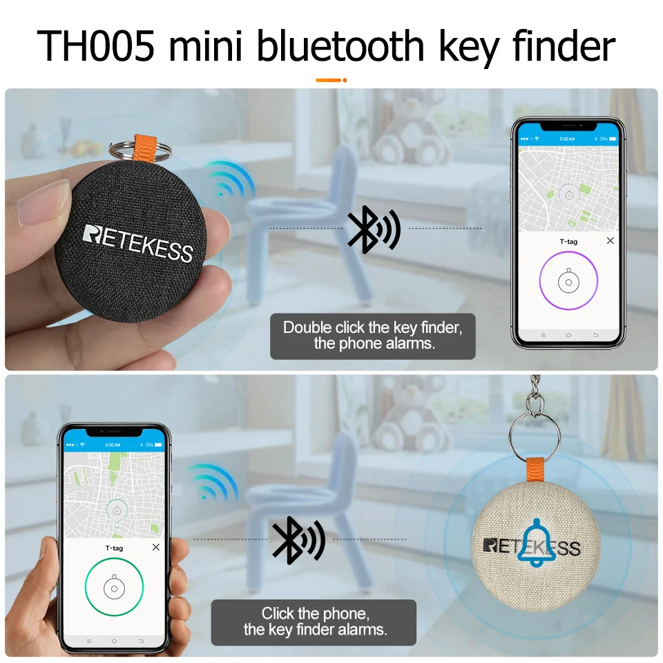 RETEKESS TH104 Wireless Key Finder RF Key Locator Pet Tracker Wallet Tracker Remote Control 1 RF Transmitter 6 Receiver