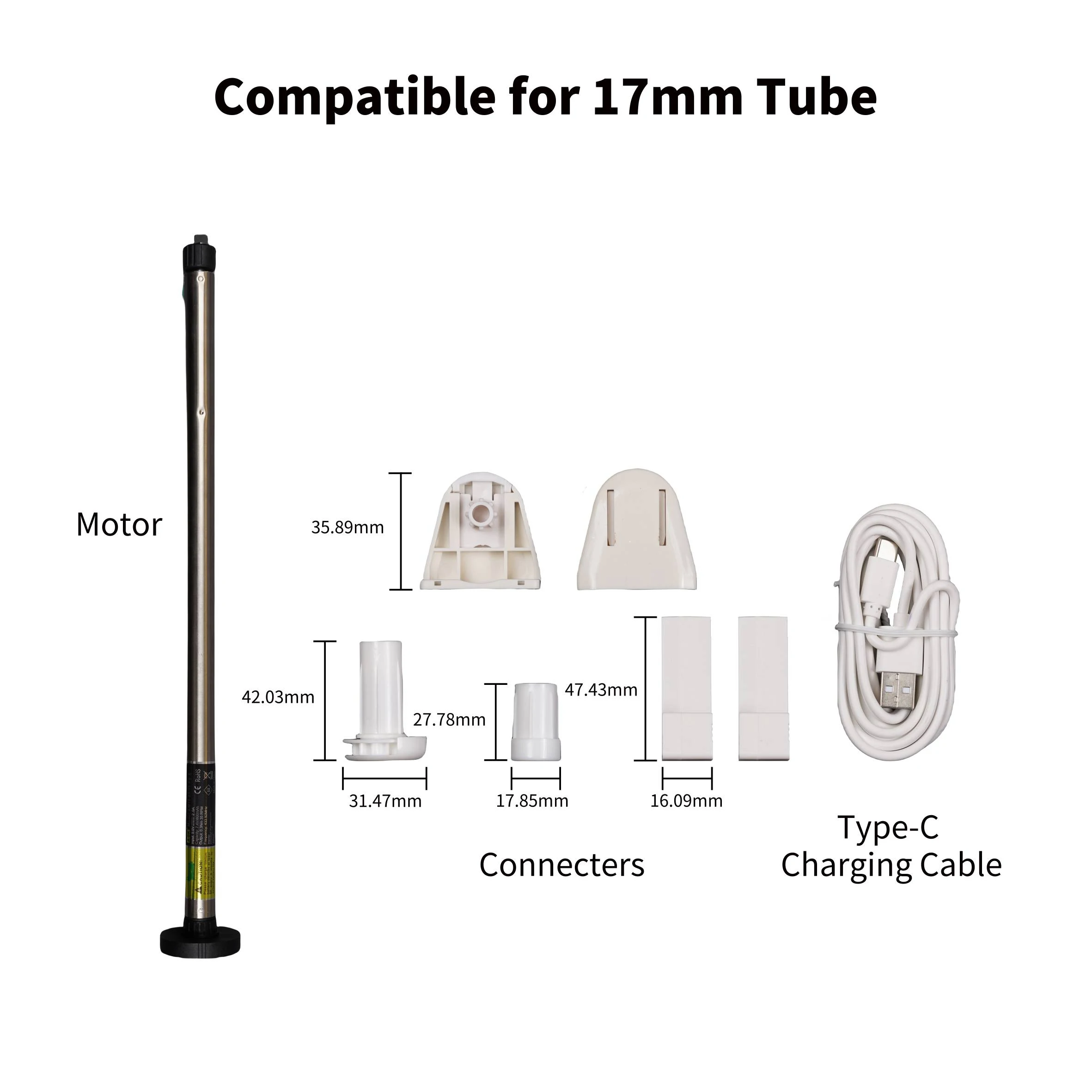 New Automatic AM15 Tubular Roller Blind Motor for 17/25mm Tube Motorized Electric Blind Shade RF433 Remote Control for 25mm Tube